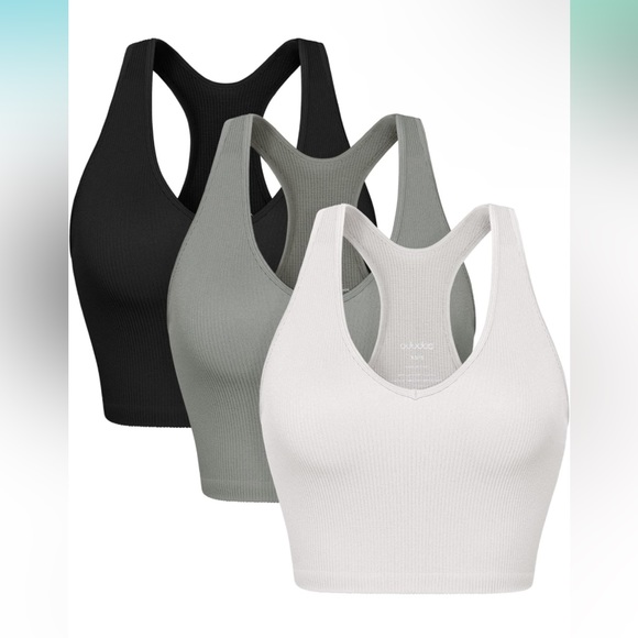 Ododos Tops - Women’s ODODOS 3-Pack Seamless Racerback Ribbed Knit Soft Crop Tops size XL-XXL
